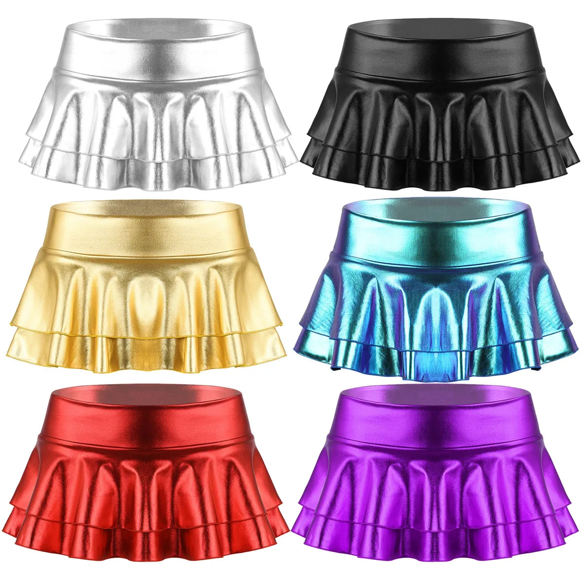 Women Shiny Metallic Low Rise Ruffled Pole Dance