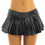 Women Shiny Metallic Low Rise Ruffled Pole Dance