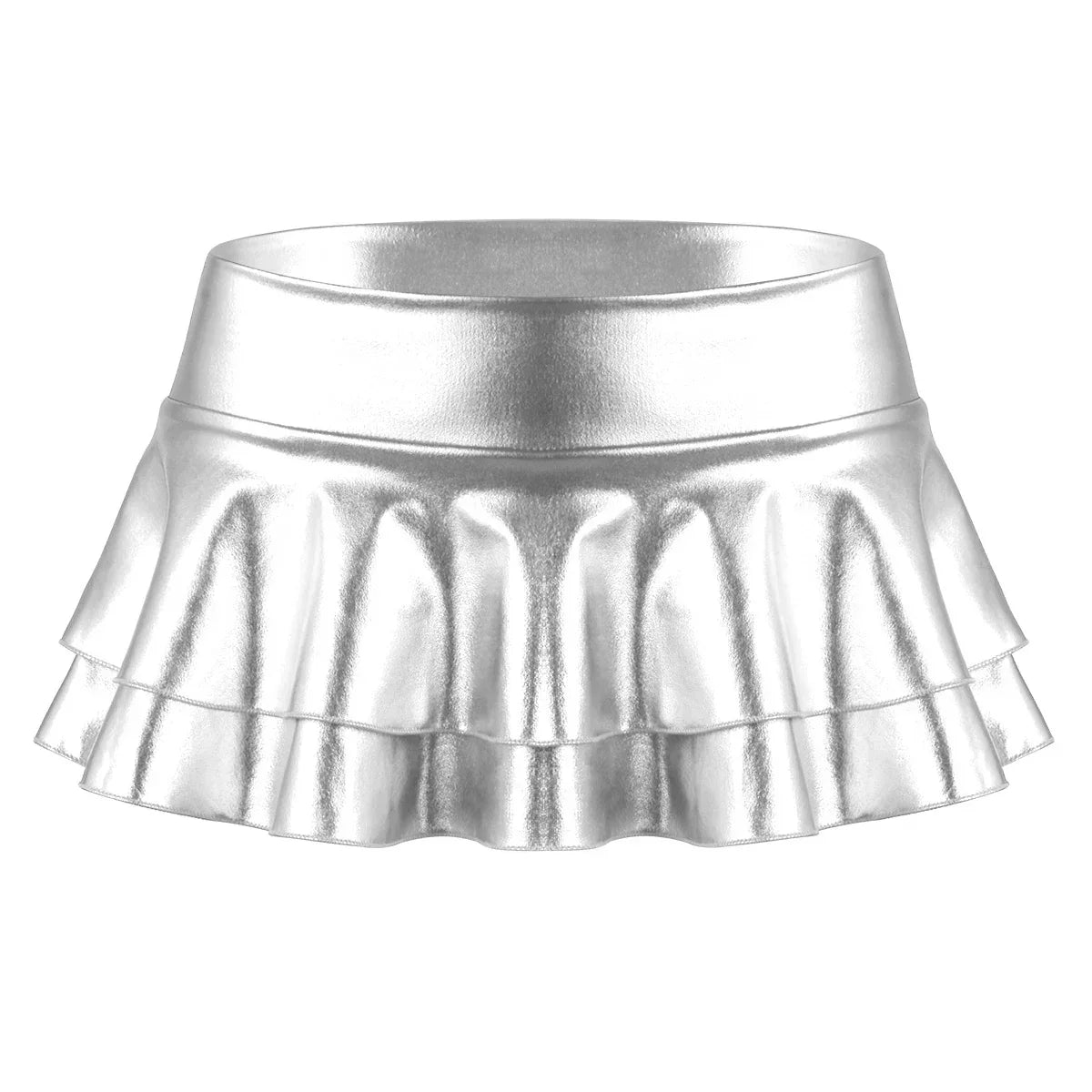 Women Shiny Metallic Low Rise Ruffled Pole Dance