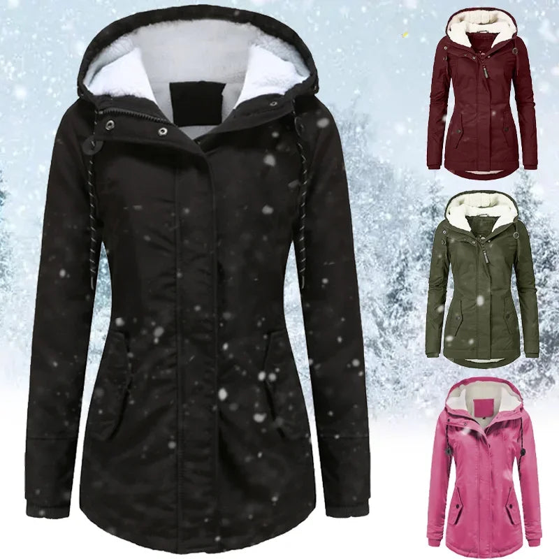 Women'S Autumn Winter Coat Warm Solid Plush Thickened