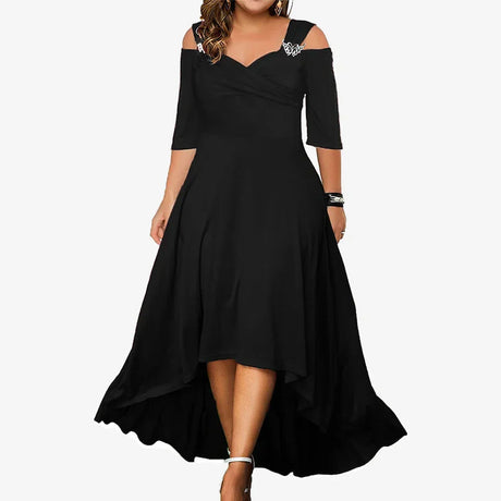 Women' Solid Long Sleeve Knit Split Dress Ladies