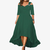 Women' Solid Long Sleeve Knit Split Dress Ladies