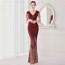 Yidingzs Deep V Neck Green Sequin Evening Dress