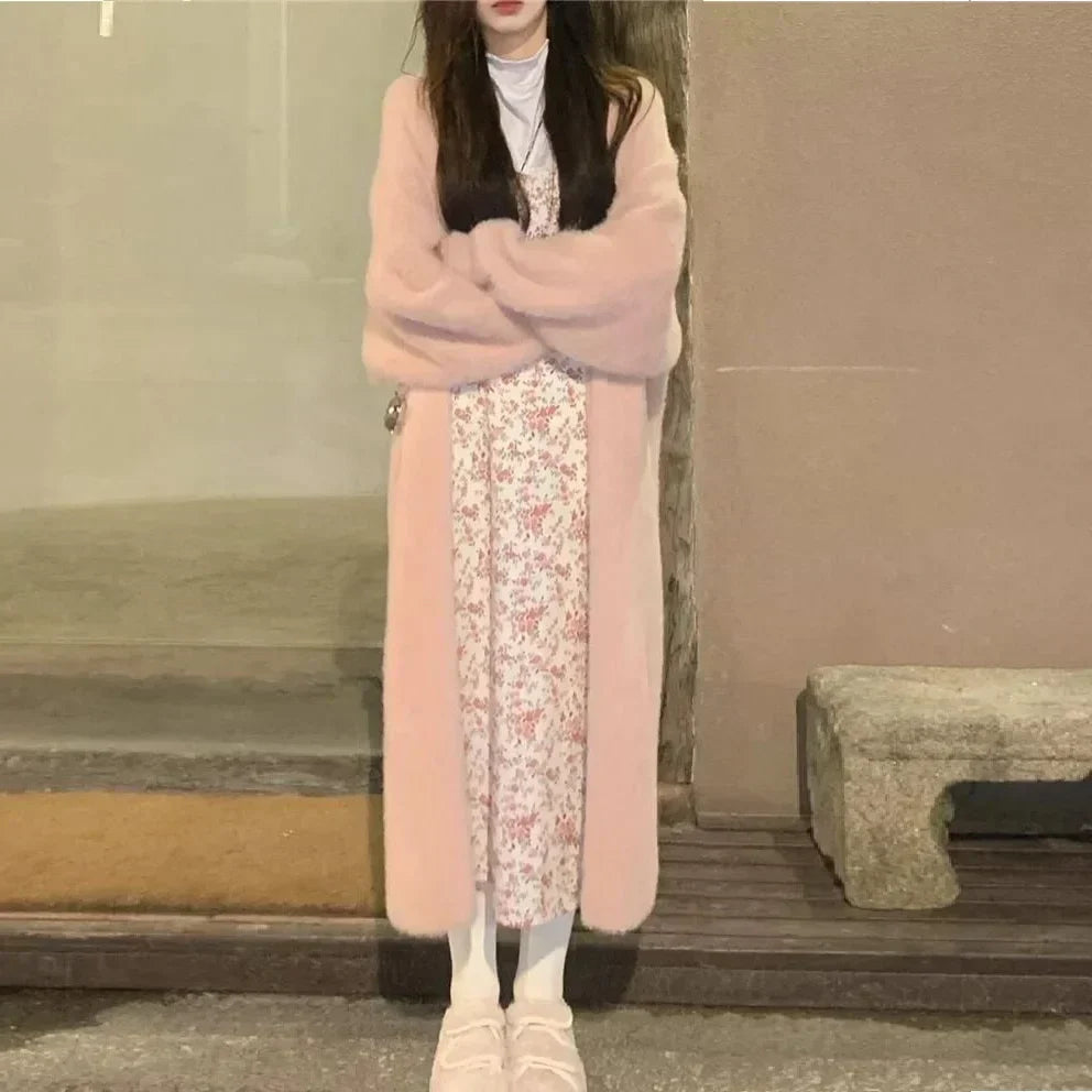 White Long Cardigan For Women Winter Clothes Knitted