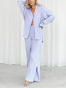 Women Two-Piece Pleated Pants Suits Casual Chic